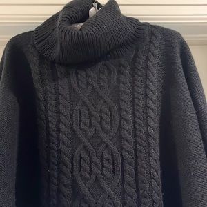 Cropped black cable knit sweater, size M